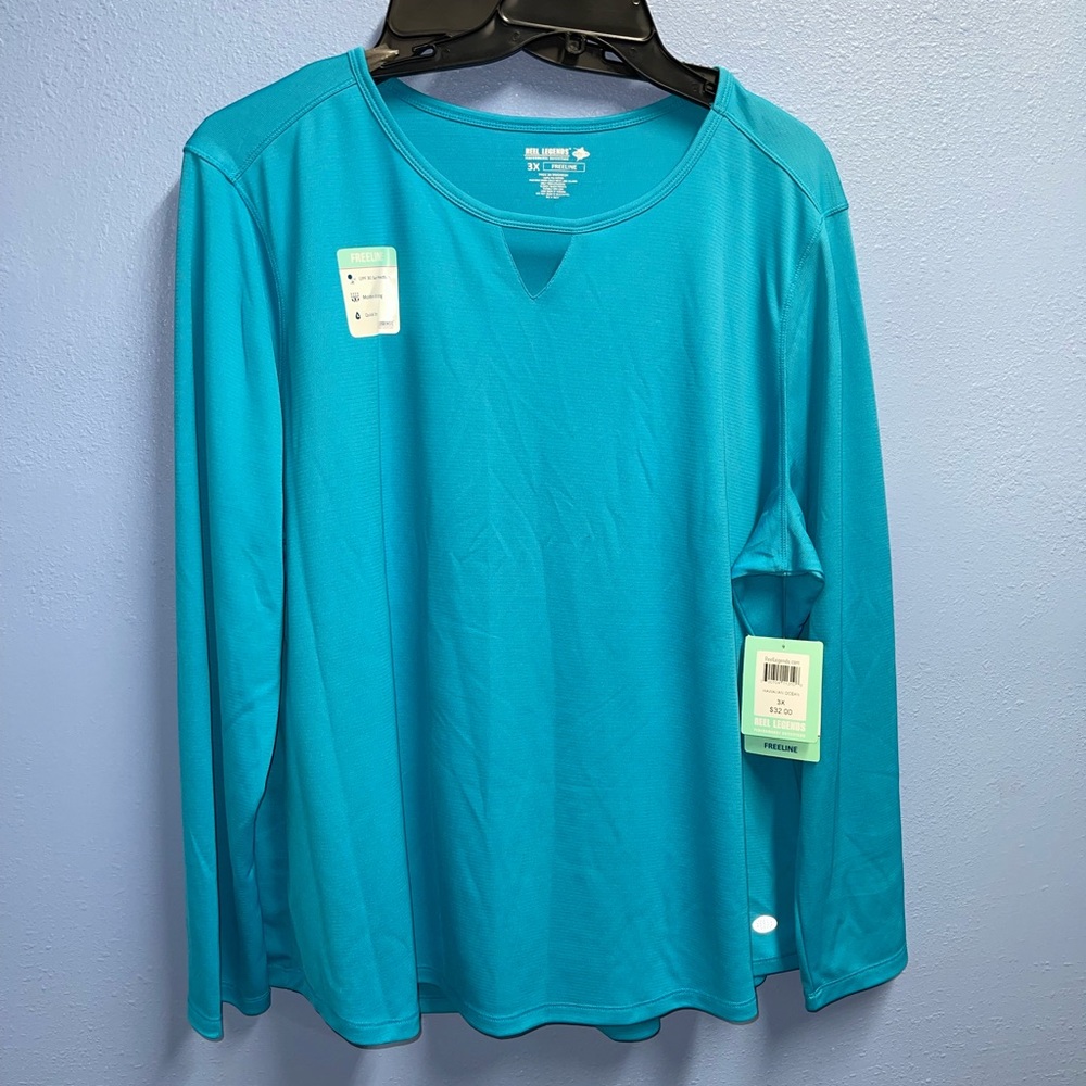 NWT! REEL LEGENDS LONG SLEEVE UPC 30, QUICK DRY TOP LADIES SIZE 3X